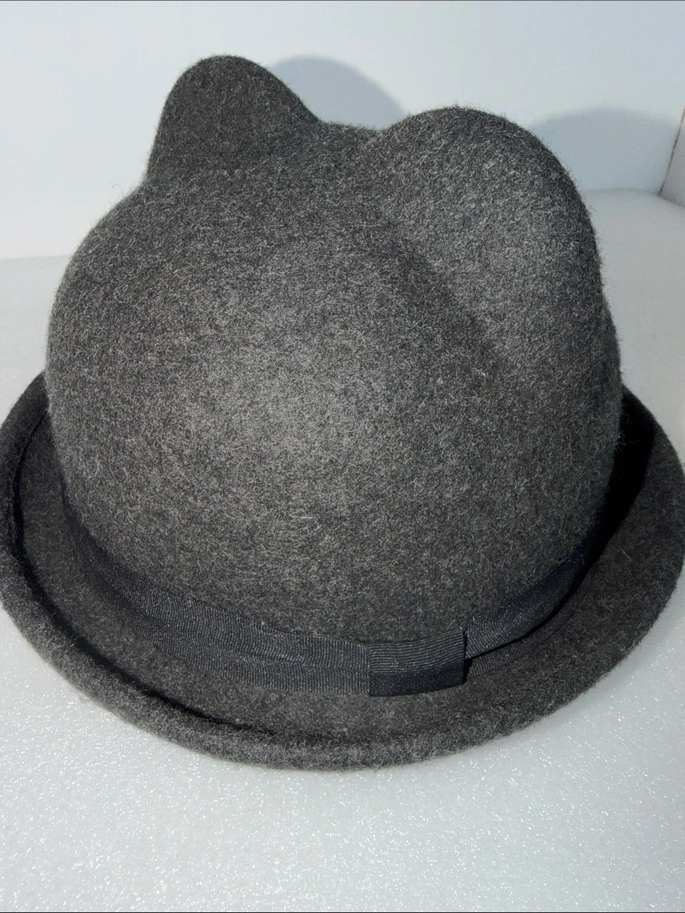 CLAIRE’S Cat Ear Bowler Hat 100% Wool Teens Girls Fedora Style Size M/L